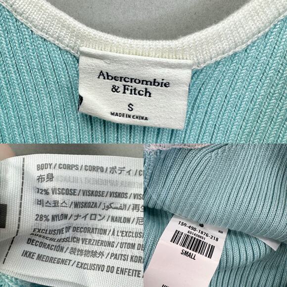 Abercrombie & Fitch Contrast Trim Cutout Tank turquoise & white Size Small NWT - Picture 4 of 13